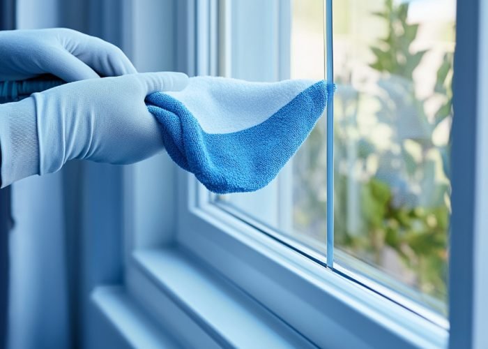 person-using-window-cleaning-solution-cloth-clean-windowsills-frames